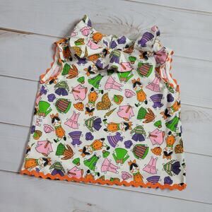 Vintage Handmade Kitschy Paper Doll Print Girls Top